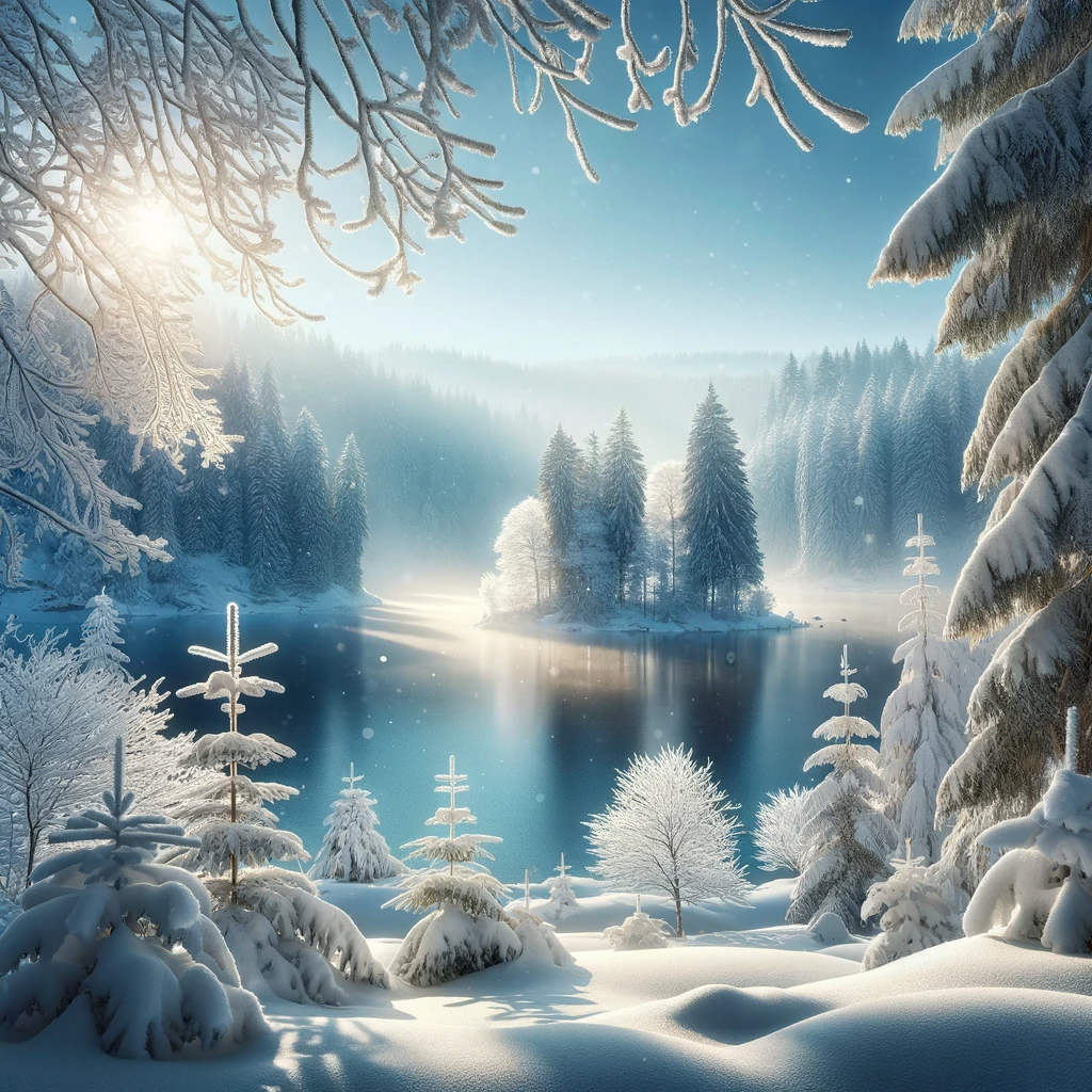 Hier ist das Bild für den Artikel zum Winteranfang 2025. Es zeigt eine Winterlandschaft mit schneebedeckten Bäumen und einem zugefrorenen See, was die friedliche und ruhige Atmosphäre des Winteranfangs einfängt.